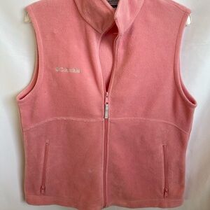 Columbia Fleece Full Zip Vest Outdoor Hike Pink Women's Size XL